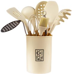 Набор кухонных принадлежностей Knifeld 10 предметов силикон, белый, подставка