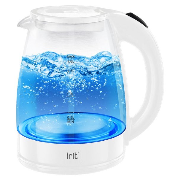 Чайник электрический Irit IR-1910 1500Вт 1,8л стекло, белый