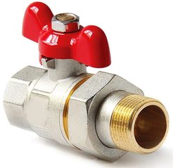 Кран латунный полнопроходной Pro Aqua 1" со сгоном, ручка-бабочка