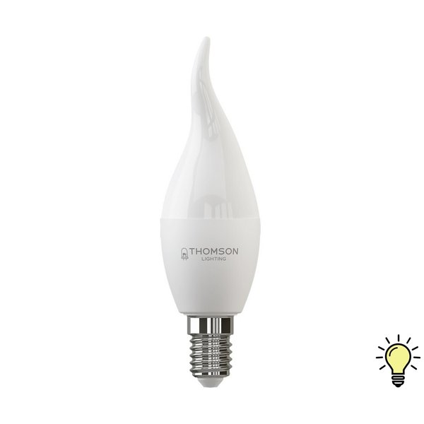 Лампа светодиодная THOMSON 10Вт Е14 свеча на ветру 3000К свет теплый