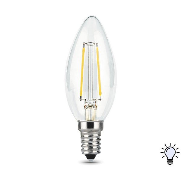 Лампа светодиодная Gauss Filament 7Вт Е14 свеча 4100К свет нейтральный белый