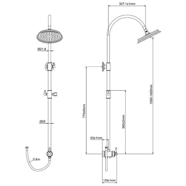 Система душевая с верхним и ручным душем Смарт-Винтаж SM2607AA и смеситель для ванны SM263503AA