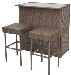 Набор садовой мебели Ямайка (барная стойка+2 барных табурета), сталь/иск.ротанг, коричневый, 51170