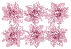 Украшение SY17GJ-057P цветок пуансетия 10см,розовый (6шт)