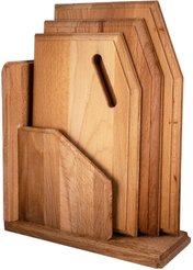 Комплект доска разделочная 3шт 34х21х1,6см/ 31х19х1,6см/ 28х17х1,6см бук+держатель