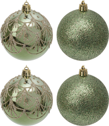 Набор шаров 4шт 8см, оливковый, ручная роспись, SYQB-0125129