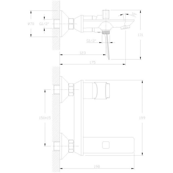 Смеситель для ванны Rossinka RS27-31 в комплекте с душевыми аксессуарами