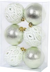 Набор шаров 6шт 8см, светло-оливковый, ручная роспись, SYQB-0125084