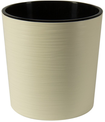 Кашпо пластиковое Вега d20см h20см v5,2л, ваниль, с вкладкой