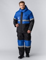 Костюм зимний Профи с п/к (васильковый+черный) р.60-62/182-188 с логотипом УК Столица