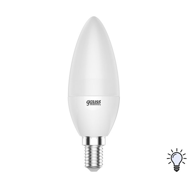 Лампа светодиодная Gauss Elementary 10Вт Е14 свеча 4100K свет нейтральный белый