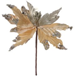 Украшение елочное Цветок на клипсе 26см золото SYCHA-3822006