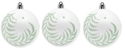 Набор шаров с узором 3шт 8см зеленый и белый SYQE-012020