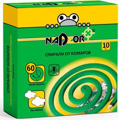 Спирали от комаров Nadzor МАЛОДЫМНЫЕ, ЗЕЛЕНЫЕ НА КОКОСОВОЙ МУКЕ 10шт