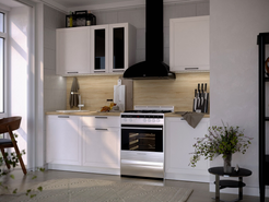 Гарнитур кухонный Sura Глетчер 1,8м Белый/Айленд Силк (со столешницей)