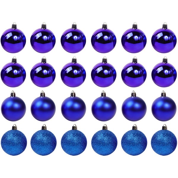 Набор шаров 24шт 6см синий (глянец: 12шт, матовые: 6шт, глиттер: 6шт), SYQA-012103-B