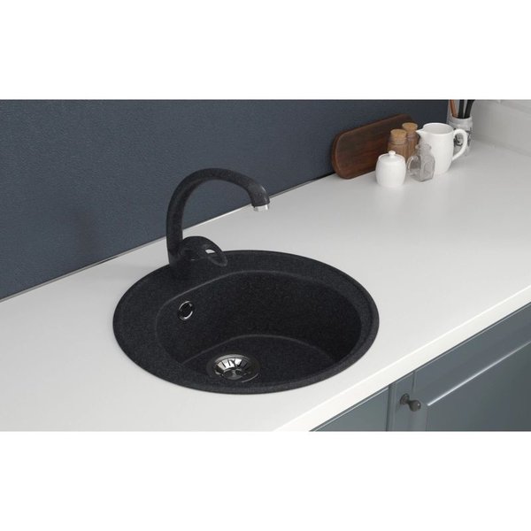 Мойка кухонная MIXLINE ML-GMS02 Стандарт 505х505х165мм круглая, черный