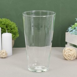 Ваза стеклянная Тициано h20см прозрачная 1,08л конус
