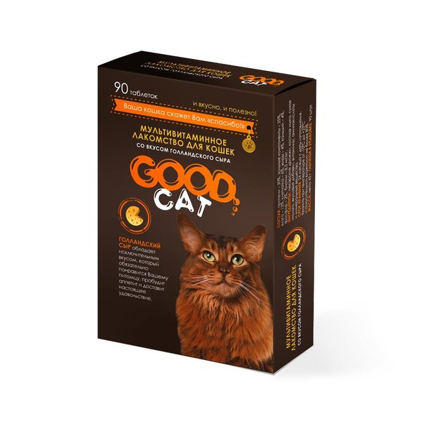 Лакомство для кошек Good Cat 90таблеток Со Вкусом Голландского Сыра,мультивитамин.FG 05206