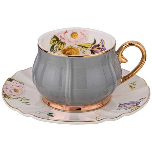 Набор чайный Lefard Времена года на 2 персоны 200мл фарфор, серый, розовый