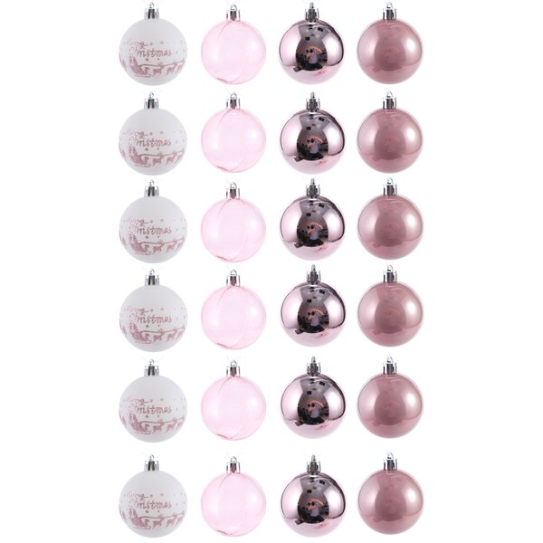 Набор шаров 24шт 6см, розовый+белый, SYQB2-0123131