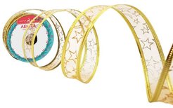 Лента новогодняя Золотой орнамент 270х2,5х0,01см 88481