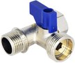 Кран латунный трёхпроходной 1/2"х3/4"х1/2" внутренняя-наружная резьба