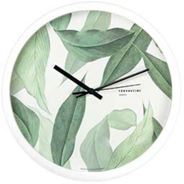 Часы настенные Зеленые листья d30см 77761775 белый