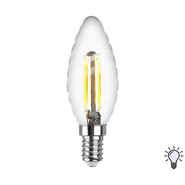 Лампа светодиодная REV FILAMENT 7Вт Е14 свеча витая 4000К свет нейтральный белый