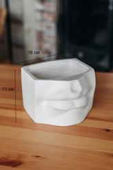 Кашпо декоративное Губы белый 11см, гипс