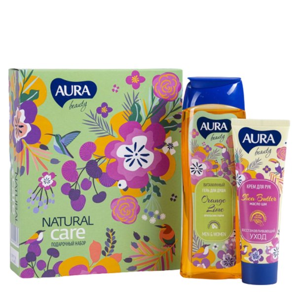 Набор подарочный Aura Beauty Natural Care Гель для душа 260мл+Крем для рук 75мл
