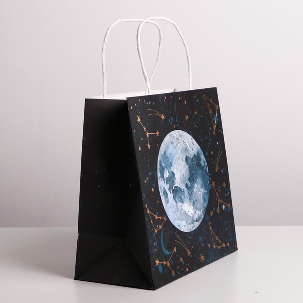 Пакет подарочный крафтовый Вселенная 22×22×11см