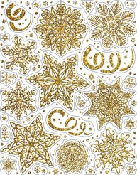 Украшение новогоднее оконное Magic Time Золотистые снежинки 30х38см арт.90271