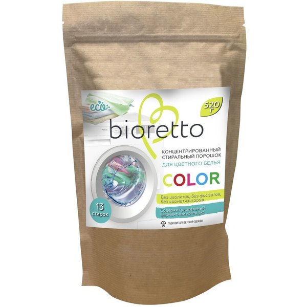 Порошок стиральный Bioretto ЭКО 520г д/цветного белья,концентрат