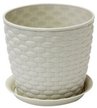 Горшок пластиковый Ротанг d15,5см h13,5см v2л белый Горшок пластиковый Ротанг d15,5см h13,5см v2л белый