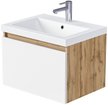 Тумба подвесная TWIN mini 60см дуб вотан/белый глянец в комплекте с раковиной