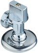 Кран латунный шаровый угловой 1/2"х3/4" хромированный с отражателем, наружная резьба