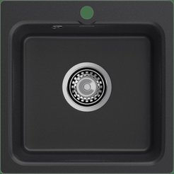 Мойка для кухни врезная Granfest Smart SM430 43х43см глубина чаши 16см, мрамор, черный