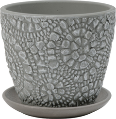 Горшок бетонный Камешки d15см h13см v1,3л, бутон, серый