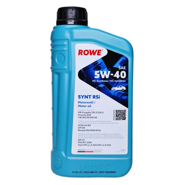 Масло моторное Rowe Hightec Synt RSi SAE 5W-40 синтетическое 1л
