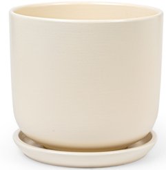 Горшок керамический Экрю d22см h19см v5,4л, цилиндр, бежевый
