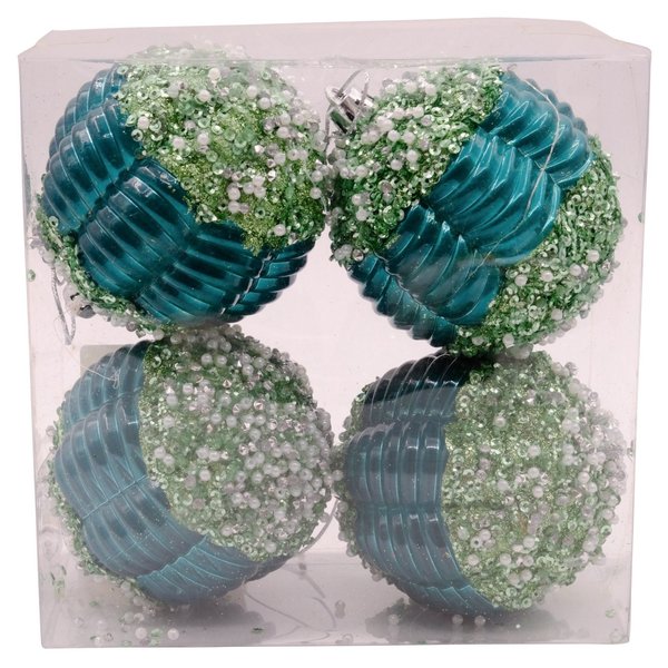 Набор шаров с узором 4шт 8см синий и зелёный SYQB-0120477