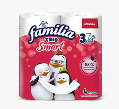 Бумага туалетная Familia Trio Smart 4шт 3-слойная