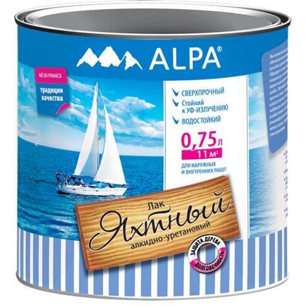 Лак яхтный ALPA алкид-уретановый глянцевый (0,75л)
