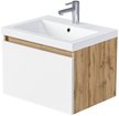 Тумба подвесная TWIN mini 70см дуб вотан/белый глянец в комплекте с раковиной