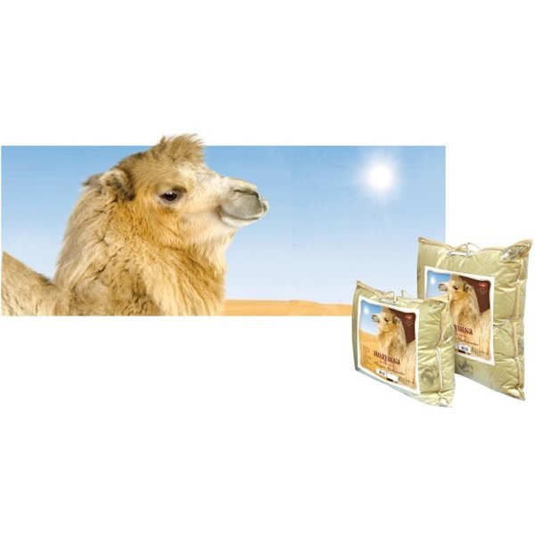 Подушка Верблюжка в чехле из тика на молнии с кантом 50х70см