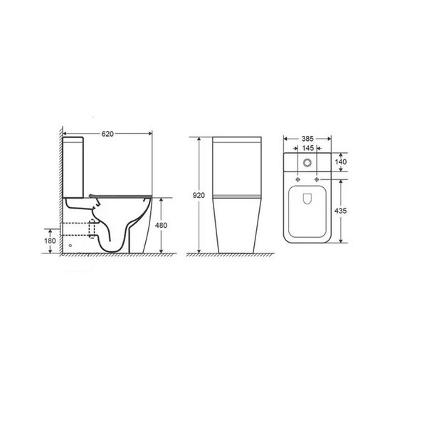 Унитаз напольный Cerutti SPA CHIKA с бачком (620х385х920) высокий, безободковый, сиденье с системой микролифт