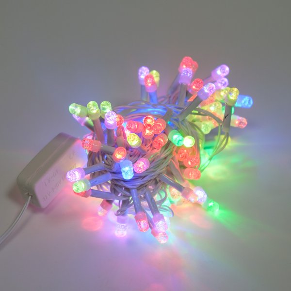 Электрогирлянда внутренняя Нить Пузырьки 5м 100LED, мультиколор RGB3, лампы с пузырьками, белый кабель
