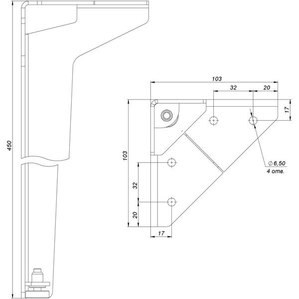 Опора мебельная AER OPR 058 450мм черный бархат