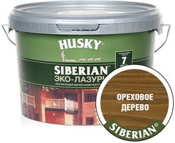 Антисептик HUSKY SIBERIAN ЭКО-ЛАЗУРЬ полуматовый ореховое дерево (2,5л)